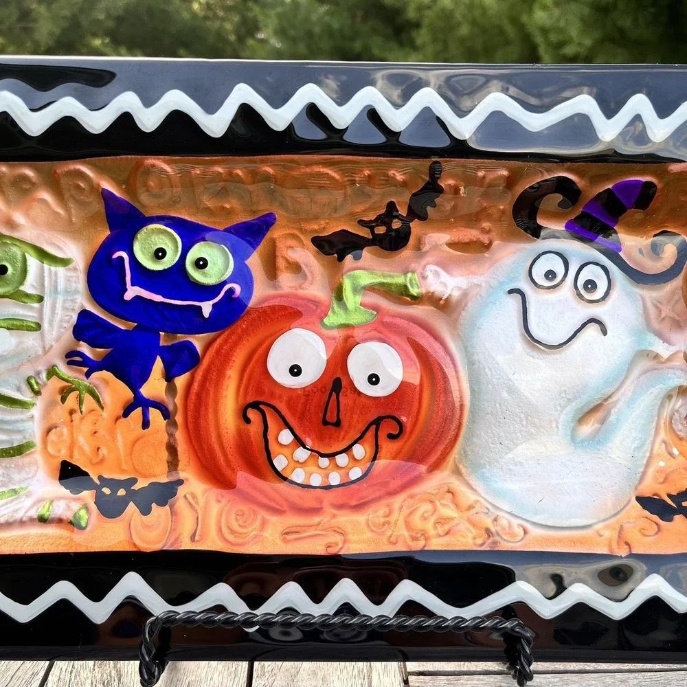 Halloween Fused Glass Tray Platter 20
